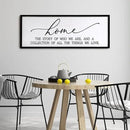 Home The Story of Who We Are Sign Farmhouse Family Wall Decor 32x12 Inch Plaque Wood Framed Art for Hanging (Black) by CozyNest Decor