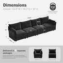 134.6" Modular Sectional Sofa, Oversized 4 Seater Couch with Removable Black Chenille Fabric Cover, Deep Seat & High Backrest for Living Room, Office & Apartment by CozyNest Decor