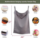 Linen Hanging Laundry Bag, 100% Linen Over The Door Laundry Hamper with Buttons and Zipper, Space Saving Door Hampers for Laundry Dirty Clothes Home Travel, Grey by CozyNest Decor