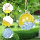 VCUTEKA Hanging Garden Gazing Ball, Hand-Blown Glass Witch Ball for Outdoor Garden Décor, 6" Blue Yellow Swirl by CozyNest Decor