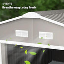 Outsunny 11' x 13' Outdoor Storage Shed, Garden Tool Metal Shed with Foundation Kit, Double Lockable Door, Air Vents and Sloping Roof, for Backyard, Patio, Lawn, Light Gray by GreenHaven Gardens
