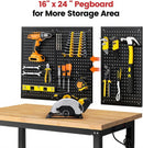Workbench with Double Layers 48 x 20 Inch Heavy Duty Rubberwood Tabletop Work Table for Garage Adjustable Height Work Bench with Power Outlets Pegboard Pad for Woodworking Shop, Home, Office by GreenHaven Gardens