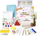 Air Dry Clay for Adults - Pottery kit for Beginne,Air Dry Clay w/Air Dy Clay Tools,White Dry Clay,Sculpting Tools, Gloss Varnish,DIY Plate Making Kit for Arts & Crafts,Christmas Gift by TinyTreasures Baby Boutique