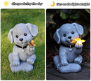 MeritMode Solar Dog Garden Statue with Butterfly Lights - Waterproof Outdoor Statue Decor for Patio, Lawn, Balcony, for Mom, Grandma, Women on Mother’s Day, Father’s Day, Housewarming by GreenHaven Gardens