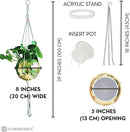 SCANDINORDICA Disco Ball Planter – Value Package: Mirror Disco Planter with Chain, Macrame Hanger and Acrylic Stand for Desk, Includes Self Watering Insert, Disco Decor | 8 inch Gold by GreenHaven Gardens