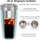 Personalized Tumbler, Custom Travel Coffee Mug, Laser Engraved Insulated Double Wall Stainless Steel Coffee Mug, Gift for Her, Closing Lid Included (Light Blue, 20oz) by TinyTreasures Baby Boutique