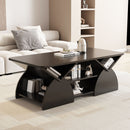 Geometric Engineered Coffee Table with Rounded Corners and Open Shelves by HouseOfZazla