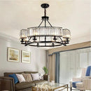 Farmhouse Crytal Chandeliers Dining Room Pendant Light Fixture Black Chandelier with K9 Crystal for Living Room Dining Room Foyer High Ceiling by CozyNest Decor