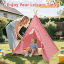4 Pack Teepee Tent for Kids with Light String and Inflatable Airbed, Slumber Party Tents, Sleepover Tents Party for Girls Boys Indoor Outdoor (Pink) by TinyTreasures Baby Boutique