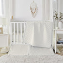 Brandream White Crib Bedding Set 3 Pieces Baby Nursery Collection - Quilt,Crib Sheet,Dust Ruffle-100% Washed Cotton Like Linen Supersoft Classic Quilted Plaid Off White Cream by TinyTreasures Baby Boutique
