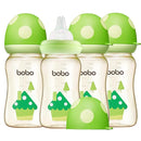 YOHKOH PPSU Baby Bottle Wide Neck, Newborn Anti-Colic Baby Bottle with Natural Response Nipple, Streamlined Body, Easy to Clean (8.8oz (Pack of 4), Green) by TinyTreasures Baby Boutique