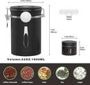 Coffee canister set for ground coffee with Date Tracker Travel Coffee jar,Stainless Steel Kitchen Food Airtight storage container for Coffee Beans or Grounds,Tea,Sugar (22oz-Black) by CozyNest Decor