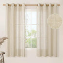 LAMIT Light Filtering 63 inch Length Sheer Curtains, Soft Semi Sheer Linen Textured Bronze Grommet Neutral Boho Drapes for Living Room/Bedroom, 2 Panels Set, 52 x 63 Inch, Linen by CozyNest Decor