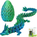 POIVOCF3D Printed 12” Articulated Crystal Dragon Inside 5.1” Egg – Fantasy Collectible, Fidget Toy & Stocking Easter Basket Stuffers for Home & Office Decor (Laser Blue) by CozyNest Decor
