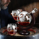 Whiskey Decanter Sets for Men, Whiskey Decanter Globe Set with 2 Etched Globe Whisky Glasses for Liquor, Bourbon, Cocktails, Vodka, Scotch liquor decanter Sets - 850ml by CozyNest Decor