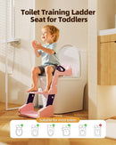 3-in-1 Potty Training Toilet, Toddler Toilet Seat with Step Stool, Foldable Potty Ladder with Potty Chart, PU Cushion, Splash Guard, Anti-Slip Steps & Urinal for Girls & Boys, Pink by TinyTreasures Baby Boutique