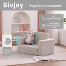 Toddler Chair Sherpa Kids Couch, 2-in-1 Toddler Soft Kids Sofa Toddler Lounger Chair for Bedroom, Convertible Toddler Couch for Girls and Boys, Reading Chair for Kids, Grey by CozyNest Decor