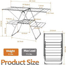 Bigzzia Clothes Drying Rack Foldable, 2-Level Large Laundry Drying Rack Collapsible, Stainless Steel Drying Rack Clothing for Indoor Outdoor, Easy to Fold, 33 Drying Rails, 142cm, Gray by CozyNest Decor