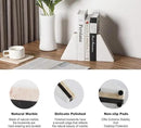 Marble Book Ends, Non-Skid Bookends for Shelves, Composite Bookend with Natural Marble, Heavy Duty Book Stopper, Collected CDs and Oversized Books Organizer, Gold & Black Decorative Bookends by CozyNest Decor