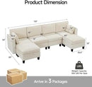 110" Modular Sectional Sofa, Convertible Sleeper Sofa Couch Bed with Adjustable Backrest, U-Shaped Chenille Cloud Couch with Ottoman Storage, Deep Seat Couches for Living Room,Beige by CozyNest Decor
