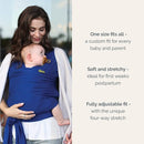 Boba Baby Wrap Carrier – Original Baby Sling Carrier for Newborns (7–35 lbs), Soft, Secure, Hands-Free & Ergonomic, Ideal for Comfortable Bonding, New Parents (Serenity Dark Blue) by TinyTreasures Baby Boutique