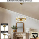 Gold Chandelier Light Fixture Kitchen and Dining, 16-Lights Modern Chandeliers for Dining Room, 18" Farmhouse Kitchen Pendant Lights Over Table, Crystal Wagon Wheel Chandelier(Bulbs Included) by CozyNest Decor