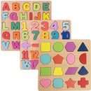 Wooden Puzzles for Toddlers, 3pack Alphabet Shape Puzzles for Kids 3 Wooden Montessori Toddler Wooden Alphabet Number Shape for Kids 3 Years Old Boys & Girls by TinyTreasures Baby Boutique