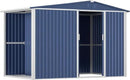Metal Outdoor Storage Shed 10FT x 6FT with Firewood Storage, Steel Utility Tool Shed Storage House with Sliding Door, Metal Sheds Outdoor Storage for Backyard Garden Patio Lawn, Blue by GreenHaven Gardens