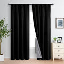 XWZO 100% Blackout Curtains with Tiebacks- Rod Pocket Heat and Full Light Blocking Window Panels & Thermal Insulated Draperies for Wide Large Window, Black, W60 x L84, Set of 2 by TinyTreasures Baby Boutique
