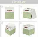 HNZIGE Fabric 11x11 Cube Storage Bins, Set of 4, Foldable Storage Cube Bin Baskets for Shelves with Handles, Bins for Cube Organizer Home Toy Nursery Closet(Green White) by CozyNest Decor