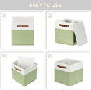 HNZIGE Fabric Cube Storage Bins 13x13 Set of 4 Canvas Storage Baskets for Shelves Collapsible Storage Bins for Organizing Clothes Closet Toy Nursery Cubby(Green&White) by TinyTreasures Baby Boutique
