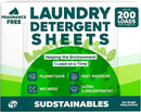 Sudstainables Eco Friendly Laundry Detergent Sheets - (200 Count), Unscented, Zero Waste, Plastic Free, Ultra Cleaning Strength, Sensitive Skin Safe, Saves Space by CozyNest Decor