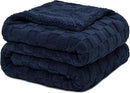Pawque Super Soft Cozy Throw Blanket Twin Size for Couch Bed, Fluffy Sherpa Fleece Reversible Thick Warm Fuzzy Blanket for All-Season, 3D Checkered Jacquard Decorative Blankets, Navy Blue, 60" x 80" by CozyNest Decor
