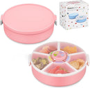 Kids' Rotating Snack Container Set – 2-Pack, Includes 1 Rotating Snack Container & 1 Round Sectioned Snack Box, BPA-Free, Dishwasher Safe, Perfect for Travel-Pink by TinyTreasures Baby Boutique