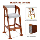 Wooden High Chair for Toddlers, Adjustable Dining Feeding Chair with Removable Cushion for Child, High Chair Grows with Your Kid with Steps for Kids Dining, Studying, Step Tool(Nut-Brown) by TinyTreasures Baby Boutique
