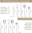 KINGSTONE Silverware Set with Serving Utensils, 45-Piece Forged Flatware Set Cutlery Set Premium Stainless Steel, Service for 8, for Kitchen, Home, Wedding, Party, Mirror Polished and Dishwasher Safe by CozyNest Decor