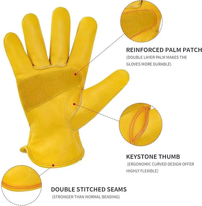 DULFINE Leather Work Gloves for Men & Women, Reinforced Durable Gardening Gloves,Cowhide Work Gloves,Puncture & Cut Resistant, photo 2 of 6