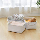 TheWarmHome Decorative Basket for Organizing - Medium-1Pack 13.8L*9.8W*6.7H Rectangular Fabric Storage Bin Organizer Basket with Handles for Clothes (White) by TinyTreasures Baby Boutique