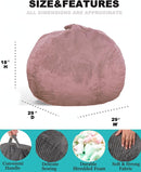 Classic Bean Bag Chair, with Faux Rabbit Fur Cover for Teens and Kids, Memory Foam Bean Bag Chairs, Ultra Soft Faux Fur Fabric, 2.5 feet Round Fluffy Bean Bag Sofa by TinyTreasures Baby Boutique