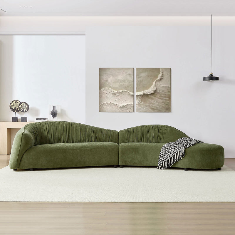 145.67" Mid-Century Upholstered Comfy Couch with Facing Chaise Right, photo 2 of 10