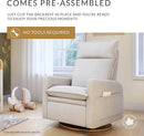 Arya Modern Nursery Glider Recliner Chair – Cozy Nursing Chair with 360° Swivel for New Parents, Gentle Motion, Compact Design, High Back & Low Armrests, Canadian Made (Vanilla/Beyond Sheep Fabric) by TinyTreasures Baby Boutique