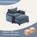 Karl home Oversized Accent Chair Chenille Sofa with Chaise, Modern Sofa Chair with Removable Ottoman Modular 1-Seater Couch and 2-Layer Ottoman for Living Room, Apartment, Studio, Dusty-Blue by CozyNest Decor