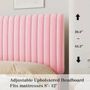 Twin Size Bed Frame, Velvet Upholstered Platform Bed with Vertical Channel Tufted Headboard and Footboard, No Box Spring Required, Easy Assembly, Pink by CozyNest Decor