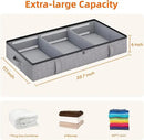Vailando Under Bed Storage, 2 Pack Under Bed Storage Containers with Dividers, Firm Sides, Strong Zipper, 3 Reinforced Handles, 6 Inches Low Profile Underbed Storage Bins for Clothes, Blankets, Grey by CozyNest Decor
