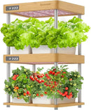 GROWNEER HydroEasy1.0 Hydroponics Growing System Kit, Beginner-Friendly Indoor Garden for Vegetable Fruit Herb, Bamboo Design, Perfect Gift Idea, Full-Spectrum LED Lights for Maximum Growth by GreenHaven Gardens