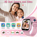 Kids Smart Watch Gift for Girls Ages 3-12, IP67 Waterproof, 32 Puzzle Games, HD Touchscreen Dual Camera Vedio Pedometer Music Player, Kids Watch Toy Birthday Gifts for Girls Ages 5 6 7 8 9 10 (Pink) by TinyTreasures Baby Boutique