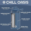 Chill Oasis Water Bottle | Compatible With Popular Flavor Cartridges | BPA Free, Leak Proof, Double-Walled Vacuum Insulated Stainless Steel, and Dishwasher Safe | Cold for 24 Hours (Navy, 12oz) by CozyNest Decor