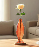 Nacome Fish Vase Glass Plant Terrarium with Wooden Stand,Planter Propagation Station for Home Office Hydroponics Desk Decoration,Unique Gardening Gifts for Plant Lovers Women Mom(Orange) by CozyNest Decor