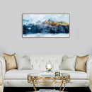 Framed Canvas Wall Art Indigo Abstract Mountain Pictures Wall Decor Blue Grey Orange Mountain Peaks Canvas Painting Prints Modern Abstract Artwork for Living Room Bedroom Decoration 24" x 48" by CozyNest Decor