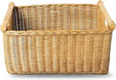 The Basket Lady Pole Handle Wicker Storage Basket, Large, 18 in L x 14.5 in W x 9 in H, Sandstone by GreenHaven Gardens